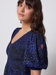 Blå - SCAMP & DUDE Rynket midikjole med glidelås foran - Bilde 5 av 5