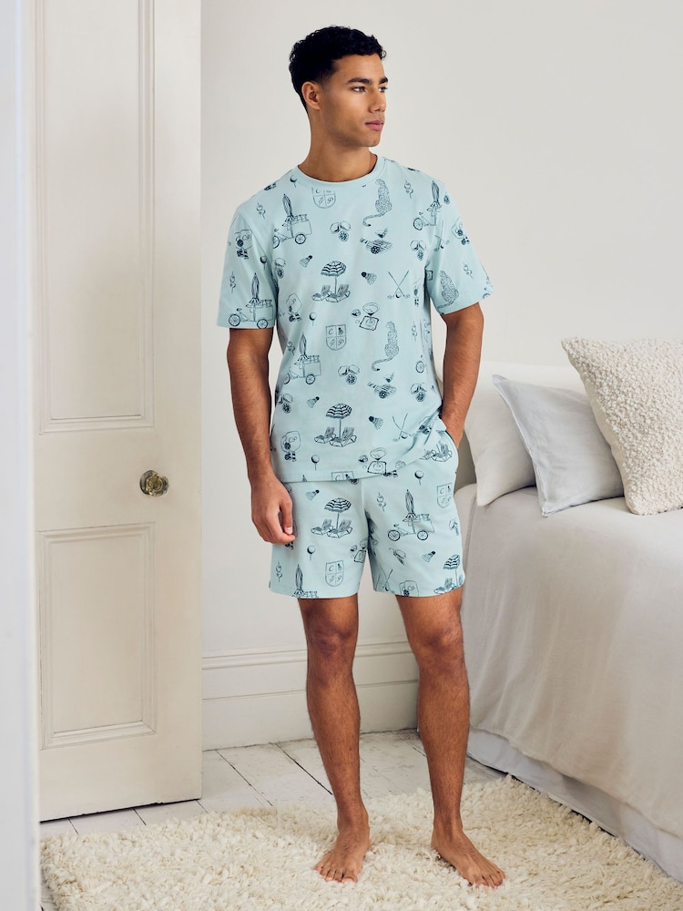 Chelsea Peers Green Weekend Club Print Short Pyjamas Set - Image 1 of 6