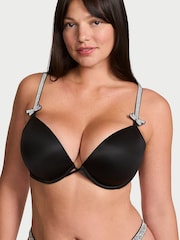 Victoria's Secret Black Push Up Shine Bow Bra - Image 1 of 3