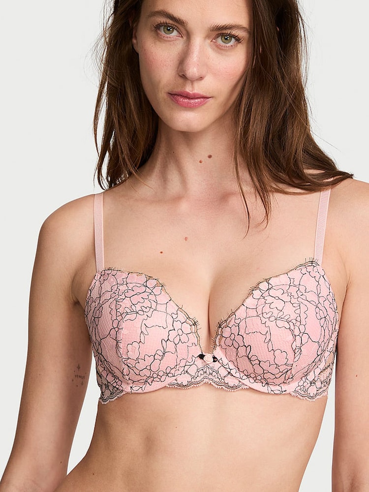 Victoria's Secret Angel Pink Push Up Lace Bra - Image 1 of 2 Victoria's Secret Angel Pink Push Up Lace Bra - Image 1 of 2