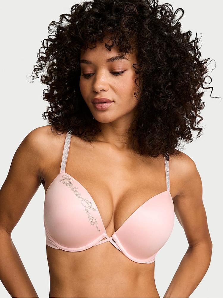 Victoria's Secret Angel Pink Push Up Shine Script Bra - Image 1 of 2 Victoria's Secret Angel Pink Push Up Shine Script Bra - Image 1 of 2
