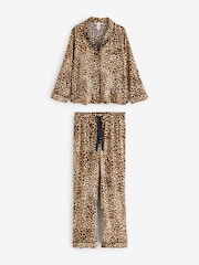 Victoria's Secret Leopard Brown Flannel Long Pyjama Set - Image 1 of 4