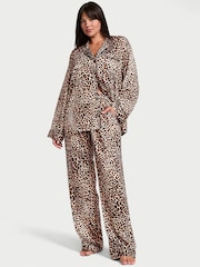 Victoria's Secret Leopard Brown Satin Long Pyjamas Set - Image 1 of 3