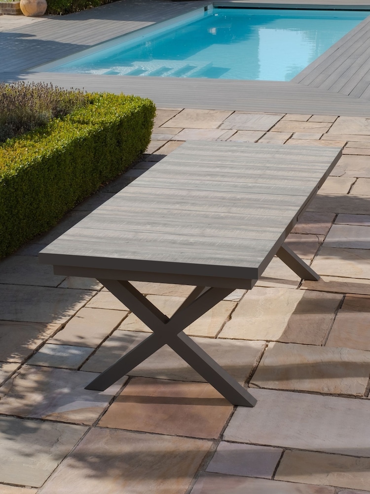 Maze Charcoal Grey Vienna Rectangular Extending Garden Dining Table - Image 2 of 6