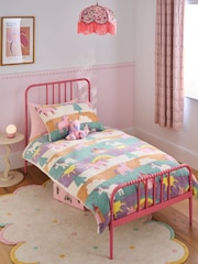 Multi Unicorn Fleece Duvet Cover and Pillowcase Set - Image 1 of 3