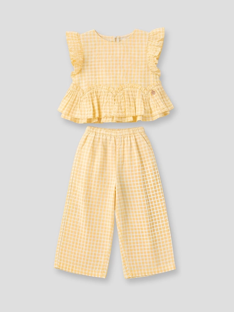 Angel & Rocket Yellow Lottie Gingham Top And Cropped Trousers - Image 1 of 2