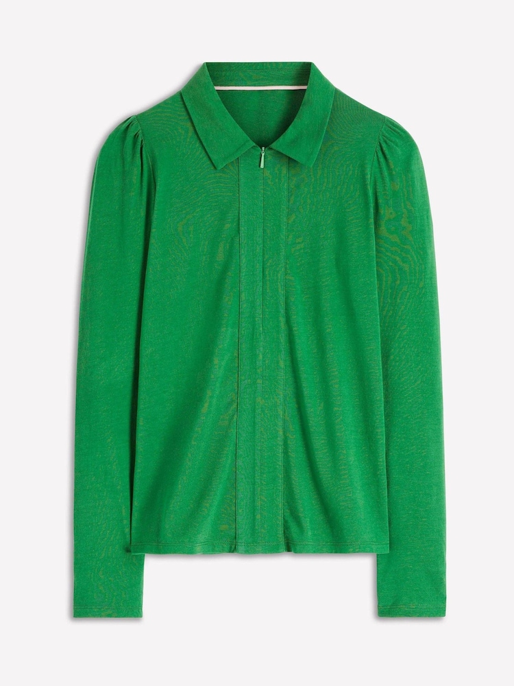 Boden Green Zip Collar Supersoft Top - Image 4 of 4