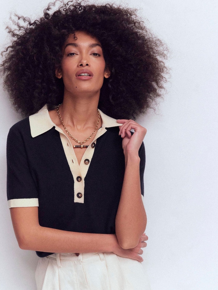 قميص بولو بتصميم متباين Grace من Boden - Image 1 of 6