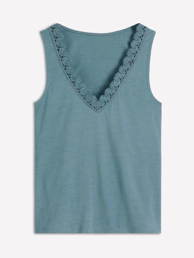 Boden Blue Flora Lace Trim Supersoft Vest - Image 5 of 5