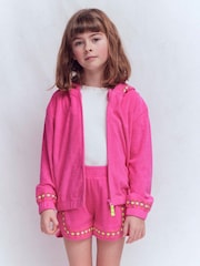 Boden Pink Towelling Embroidered Shorts - Image 1 of 5