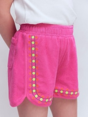 Boden Pink Towelling Embroidered Shorts - Image 2 of 5