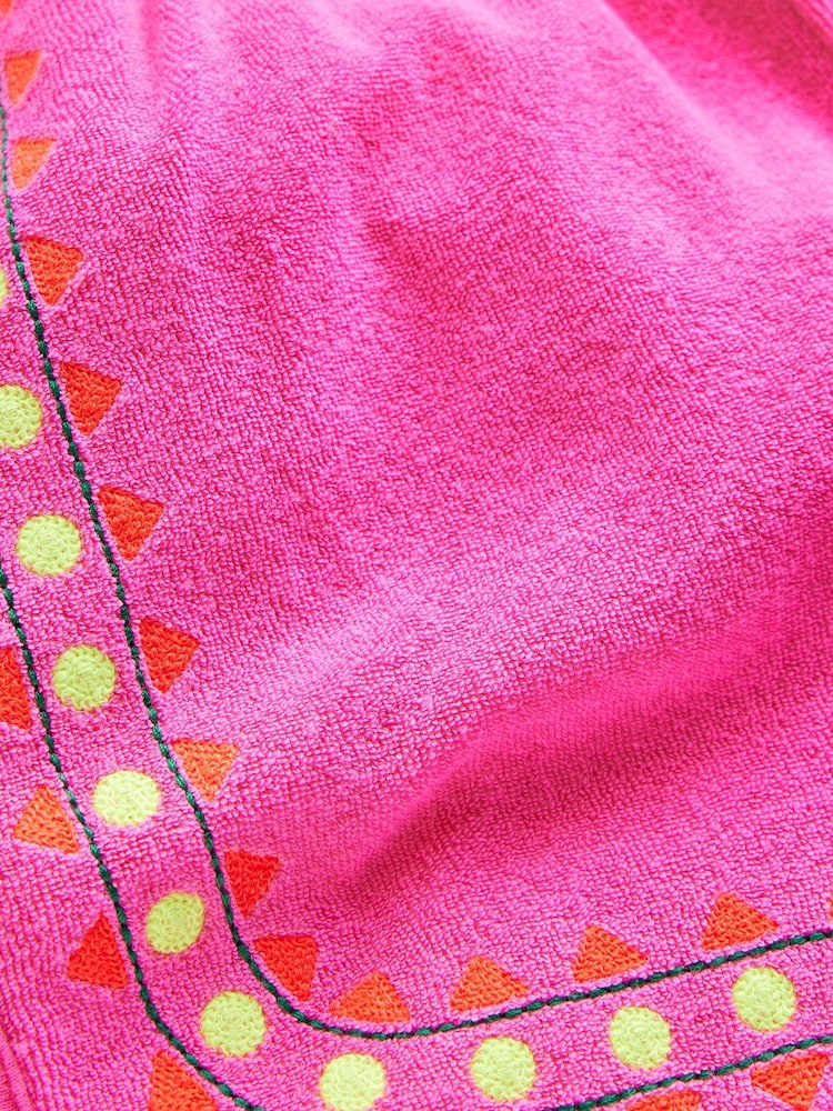 Boden Pink Towelling Embroidered Shorts - Image 5 of 5 Boden Pink Towelling Embroidered Shorts - Image 5 of 5