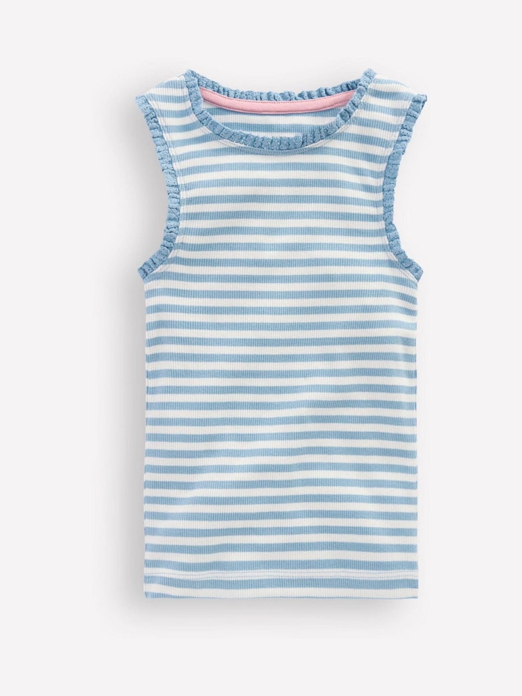 Boden Blue Ribbed Lace Trim Vest - Image 1 of 3