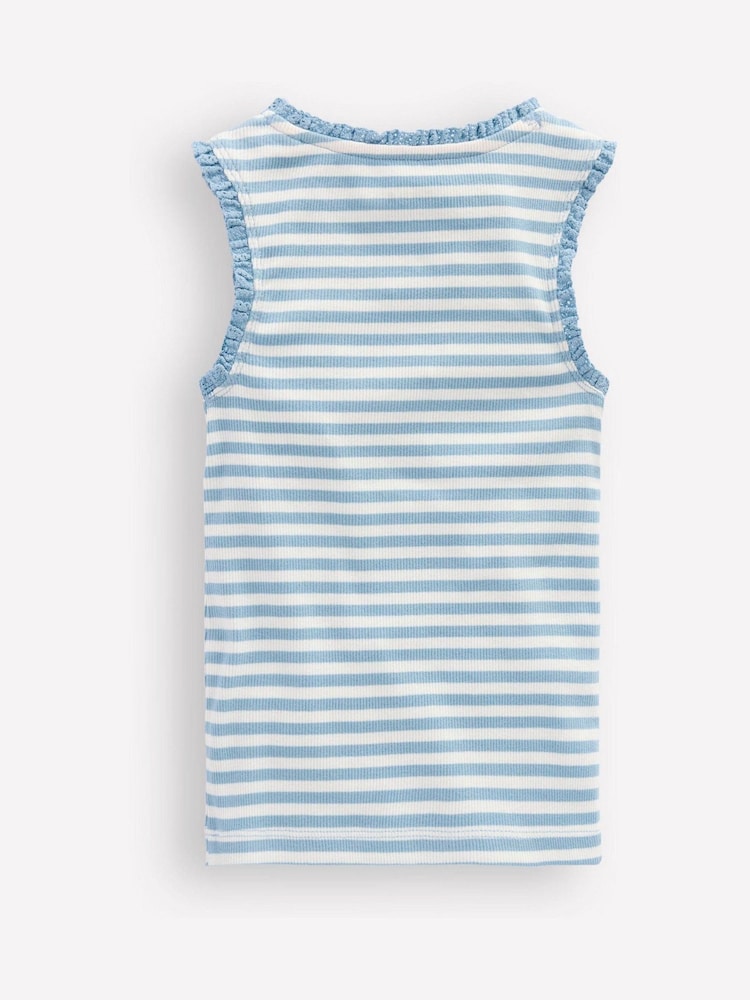 Boden Blue Ribbed Lace Trim Vest - Image 2 of 3