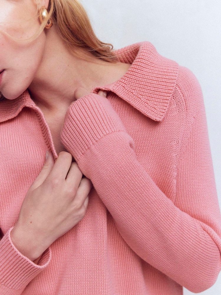 Boden Pink Cotton Henley Jumper - Image 2 of 6