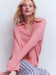 Boden Pink Cotton Henley Jumper - Image 4 of 6