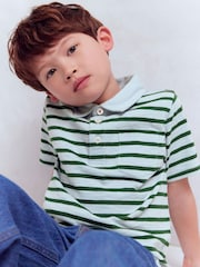 Boden Green Slub Polo Shirt - Image 3 of 6