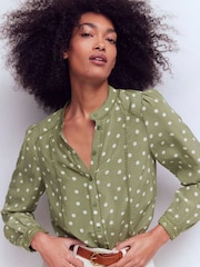 Boden Green Rhea Trim Detail Silk Top - Image 1 of 5