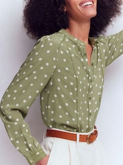 Boden Green Rhea Trim Detail Silk Top - Image 2 of 5