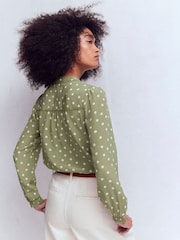 Boden Green Rhea Trim Detail Silk Top - Image 3 of 5