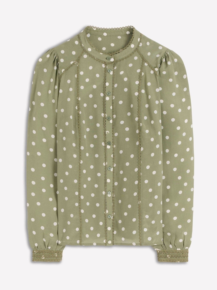 Boden Green Rhea Trim Detail Silk Top - Image 5 of 5