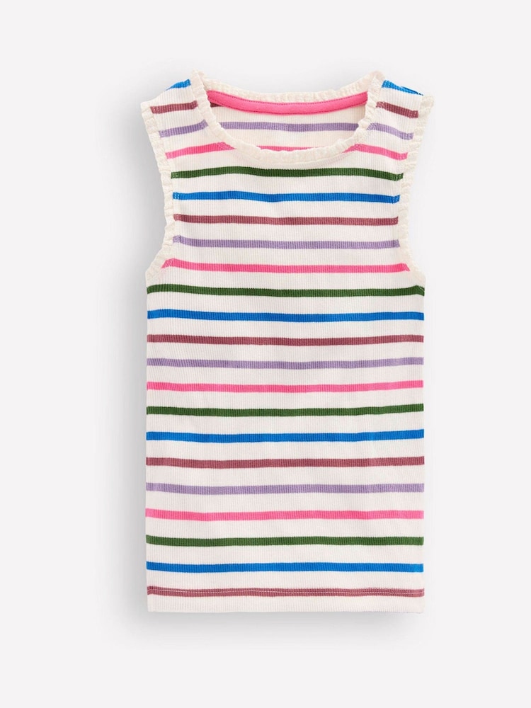 Boden Pink Ribbed Lace Trim Vest - Image 1 of 3