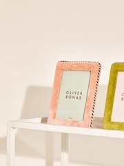 Oliver Bonas Pink Dulce Velvet Photo Frame 5x7 - Image 1 of 4