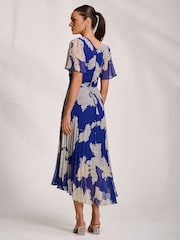 Jolie Moi Blue Pleated Chiffon Maxi Dress - Image 2 of 6
