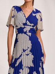 Jolie Moi Blue Pleated Chiffon Maxi Dress - Image 3 of 6