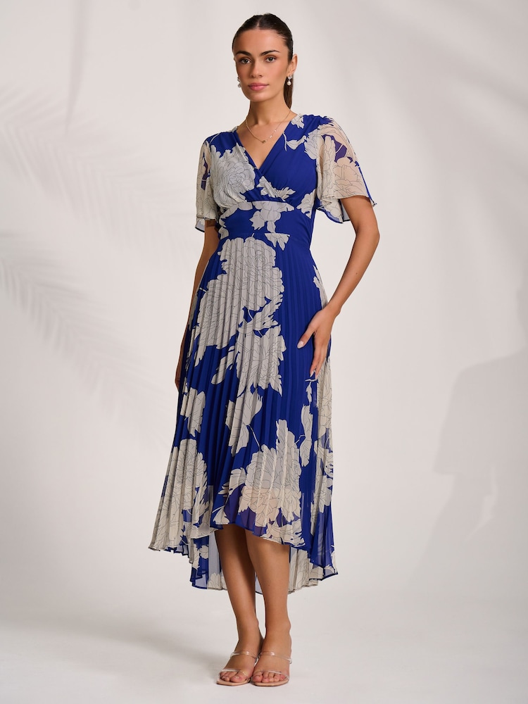 Jolie Moi Blue Pleated Chiffon Maxi Dress - Image 6 of 6 Jolie Moi Blue Pleated Chiffon Maxi Dress - Image 6 of 6