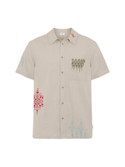 Chelsea Peers Natural Linen-Blend Dune Echo Print Short Sleeve Shirt - Image 5 of 6