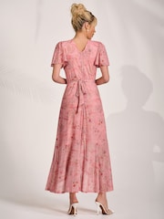 Jolie Moi Pink Mesh Wrap Midaxi Dress - Image 2 of 6