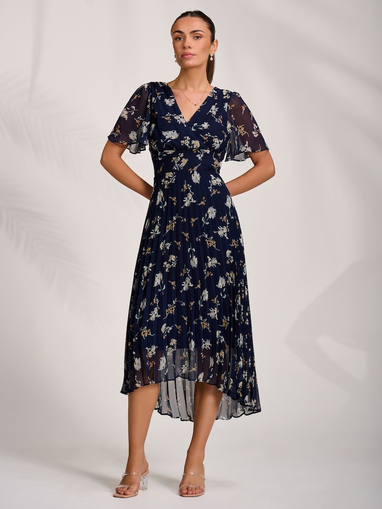 Jolie Moi Blue Pleated Chiffon Maxi Dress - Image 6 of 6 Jolie Moi Blue Pleated Chiffon Maxi Dress - Image 6 of 6