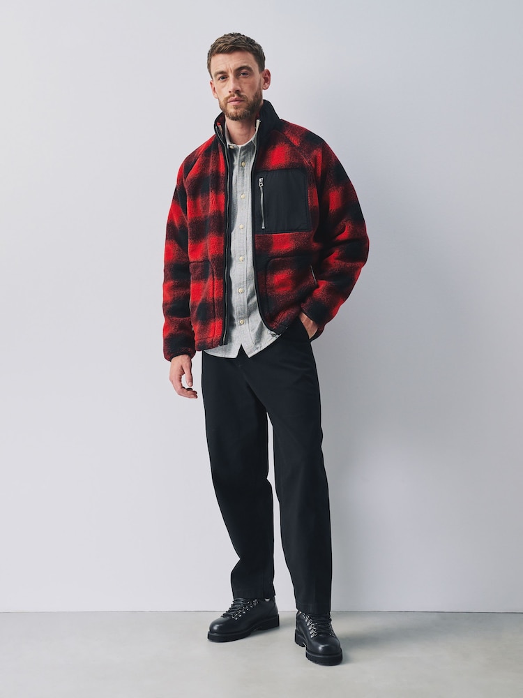 Red/Black Check Fleece Zip Up Jacket - Image 2 of 6