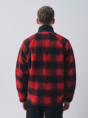 Red/Black Check Fleece Zip Up Jacket - Image 3 of 6