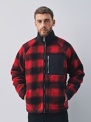Red/Black Check Fleece Zip Up Jacket - Image 4 of 6
