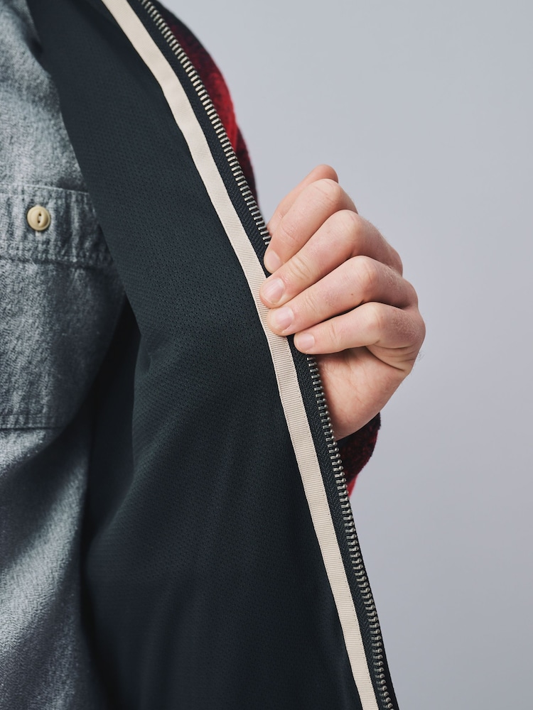 Red/Black Check Fleece Zip Up Jacket - Image 6 of 6
