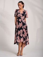 Jolie Moi Pink Pleated Chiffon Maxi Dress - Image 4 of 6