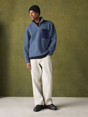 Steel Blue Borg Quarter Zip Fleece - Image 2 of 9