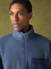 Steel Blue Borg Quarter Zip Fleece - Image 4 of 9