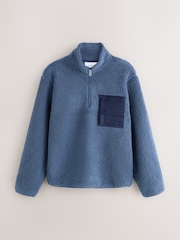 Steel Blue Borg Quarter Zip Fleece - Image 6 of 9