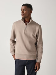 صخري محايد - عادي - Regular Fit Quarter Zip Sweatshirt - صورة 1 من 8