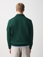 Σκούρο πράσινο - Cotton Rich Jersey Zip Neck Polo Sweatshirt - Εικόνα 3 από 8