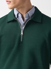 Σκούρο πράσινο - Cotton Rich Jersey Zip Neck Polo Sweatshirt - Εικόνα 4 από 8