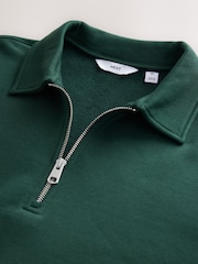 Σκούρο πράσινο - Cotton Rich Jersey Zip Neck Polo Sweatshirt - Εικόνα 8 από 8