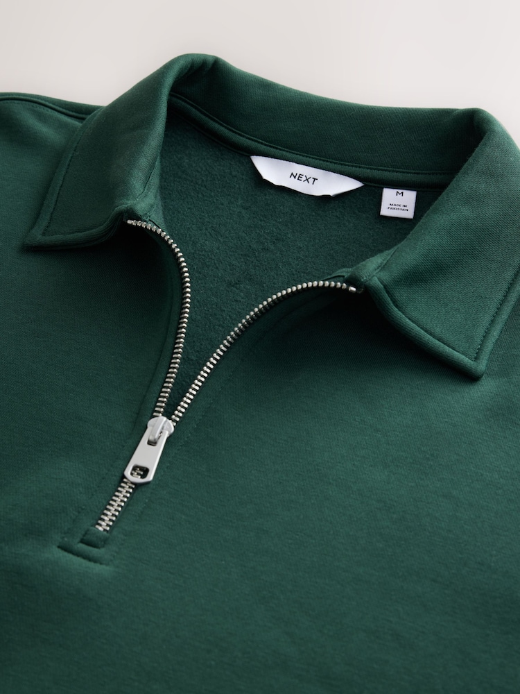Σκούρο πράσινο - Cotton Rich Jersey Zip Neck Polo Sweatshirt - Εικόνα 8 από 8 Σκούρο πράσινο - Cotton Rich Jersey Zip Neck Polo Sweatshirt - Εικόνα 8 από 8