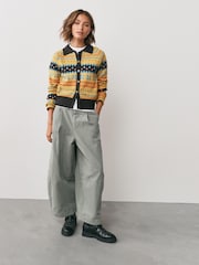 Yellow Fairisle Button Up Collared Cosy Knit Cardigan - Image 2 of 7