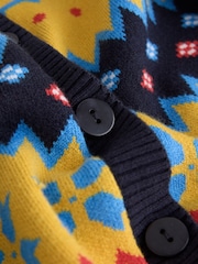 Yellow Fairisle Button Up Collared Cosy Knit Cardigan - Image 6 of 7