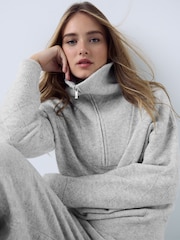 Gris - Quarter Zip Cosy Knit Jumper - Image 1 de 8