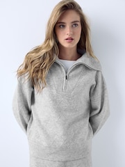 Gris - Quarter Zip Cosy Knit Jumper - Image 3 de 8
